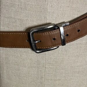 😄Swiss gear leather belt brown silver buckle unisex